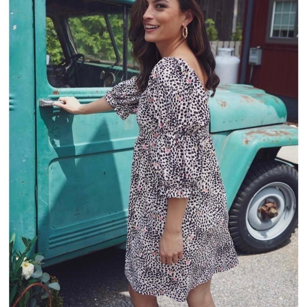 Women’s Pink Leopard Print Short Dress